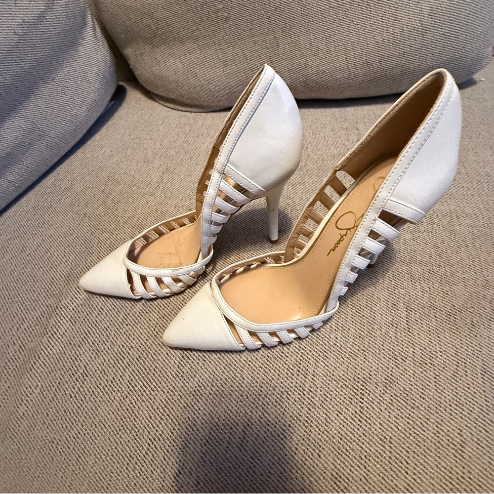 Jessica Simpson heels white party shoes